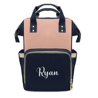 TailorYYCustomZ Mommy Nursing Bag with Custom Personalized Name, Multifunctional Pink Dark Blue Diaper Bag, Gift Backpack for Mom Picnic Travel Vacation