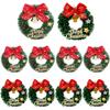 OLYCRAFT 10Pcs 2 Styles Mini Artificial Christmas Wreaths Ornaments Miniature Christmas Wreath Mini Wreaths with Bow and Bell Miniature Xmas Wreath for Tree Holiday Home Decoration view 1