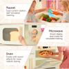 Play Kitchen for Toddlers with Felt Storage Boxes & Range Hook, Wooden Kids Kitchen Playset with Oven, Microwave, Ice Maker, Toy Kitchen Set with Coffee Maker for Girls & Boys Age 3+, Pink Curtains view 4