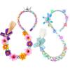 DUDUCOFU 2 Pcs Light Up Princess Braided Wigs, Princess Accessories Wig Headbands with Tiara Flowers Toys for Girls Kids Gift 3 4 5 6 7 8 9 10 11 12 view 1