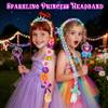 DUDUCOFU 2 Pcs Light Up Princess Braided Wigs, Princess Accessories Wig Headbands with Tiara Flowers Toys for Girls Kids Gift 3 4 5 6 7 8 9 10 11 12 view 2