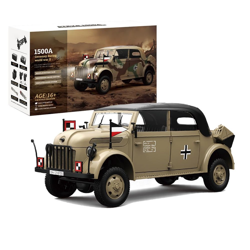 HG4-51 1/18 RC Crawler, Electric Brushed 2.4Ghz 4WD Simulation Remote Control Military Transport And Command Vehicle Model, Gift For Army Enthusiasts (High-end Version/RTR Version/Sand Yellow)