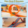 15 Ft Flexible Race Track Toy Set, DIY Bendable Dual Lane Race Car Track with Strong Suction Cups, Portable Racing Track for 1:64 Diecast Cars, Easy Install Racetrack for Kids Ages 3+, Orange view 4