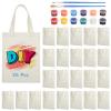 yeeplant 24 Piece Mini Canvas Tote Bags, Blank Handbags For ChildrenS Diy, Reusable Grocery Bags With 12-Color Acrylic Paint Set, Perfect For Arts & Crafts view 1