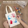 yeeplant 24 Piece Mini Canvas Tote Bags, Blank Handbags For ChildrenS Diy, Reusable Grocery Bags With 12-Color Acrylic Paint Set, Perfect For Arts & Crafts view 3