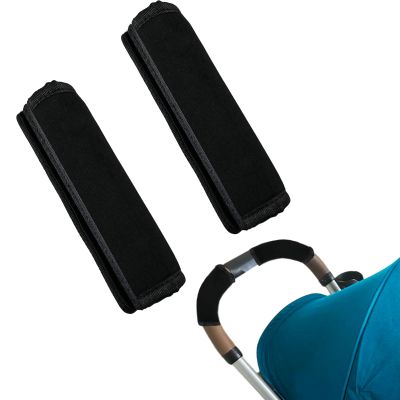 2 Pack 6.3 5.51in Armrest Handle Cover, Universal Pushchair Protector Handlebar Sleeve Bumper Dust Proof Handle Accessories Removable Fabric Pushchair Case Grip Bar Replacement Arm Covers(Black)