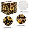 13 Inch Fabric Storage Cube with Handles, Sunflowers Collapsible Square Storage Basket, Yellow Butterfly Storage Bin Canvas Closet Organizer for Toys Books Clothes view 3