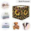 13 Inch Fabric Storage Cube with Handles, Sunflowers Collapsible Square Storage Basket, Yellow Butterfly Storage Bin Canvas Closet Organizer for Toys Books Clothes view 4