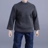 1/12 Long Sleeve Miniature Shirts for 6 Inch Male Dolls Outfit Accessories, Gray view 4