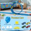 Safotad Flexible Race Track for Kids 15 Ft Flexible Race Track Toys with Suction Cups Roll Up DIY Dual Lane Race Car Track Compatible with Diecast for 1:64 Cars Birthday Gift for Kids Ages 3+, Blue view 2