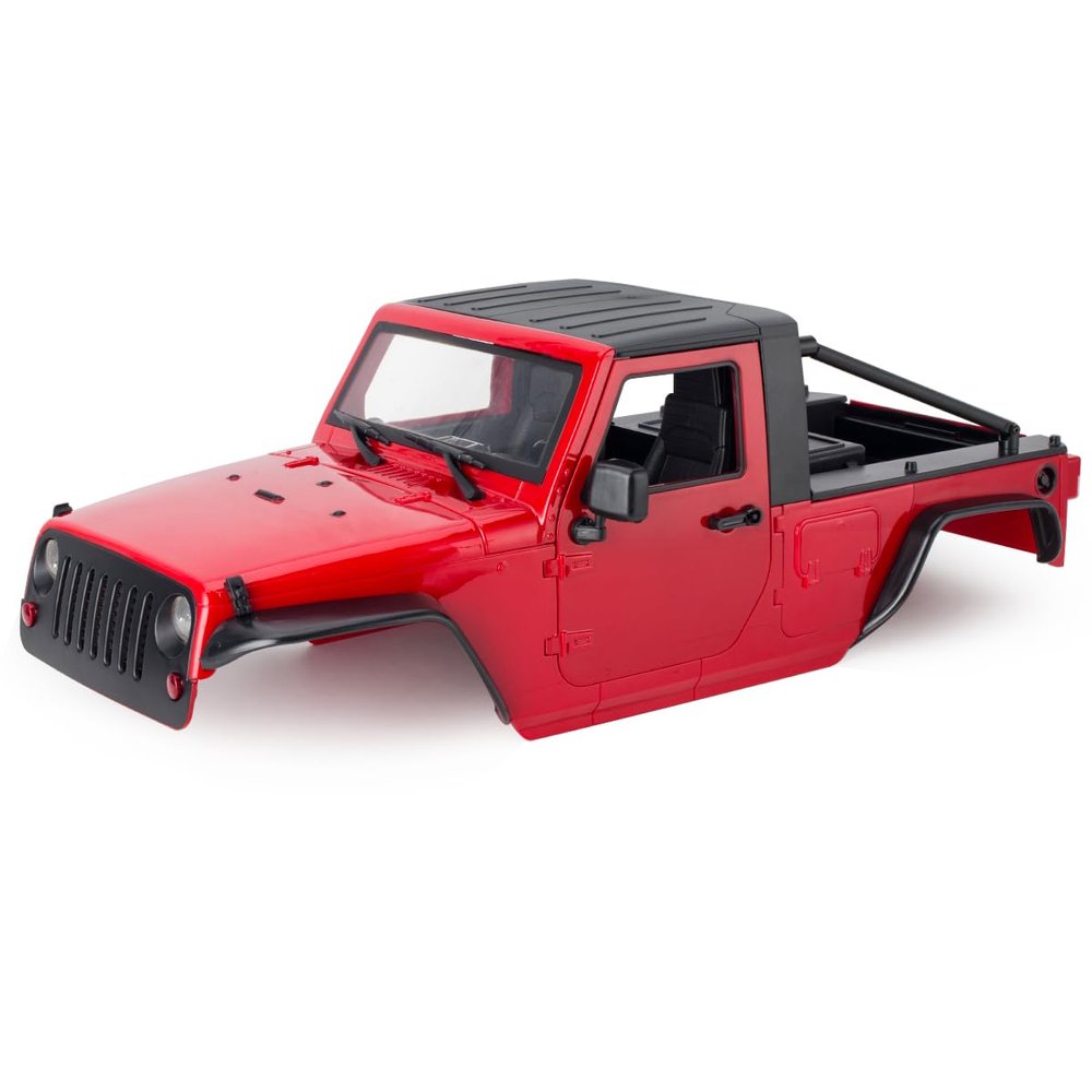 313mm Wheelbase Hard Plastic Pickup Body Shell Unassembled Kit for 1/10 RC Crawler Car Axial SCX10 90046 Jeep Wrangler (Red)
