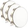 3 Pcs 10 Inch Adult Wedding Tambourines Wooden Drum Natural Handheld Drums with Double Metal Jingles Drums Musical Instruments Percussion for Church Wedding Party Favor view 1