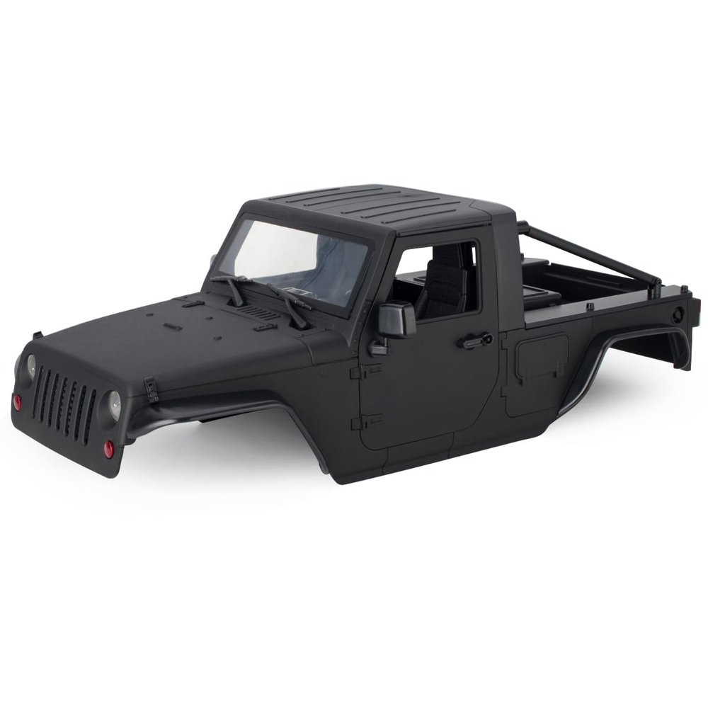 313mm Wheelbase Hard Plastic Pickup Body Shell Unassembled Kit for 1/10 RC Crawler Car Axial SCX10 90046 Jeep Wrangler (Black)