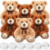 Halloscume 6 Pack 14 Bears Stuffed Animals with Voice Recorder Set 30 Seconds Voice Sound Recorder Plush Bear Stuffed Animal with Zipper Sound Bin for Birthday (Brown,Khaki) view 1