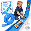 Flex Track 12 Ft Starter Set: Portable Rolls Up Race Tracks for Kids 3+ - DIY Race Car Ramp Track with Suction Cups - Flexible Race Track Compatible with Diecast 1/64th Cars - Birthday Gift for Boys view 1
