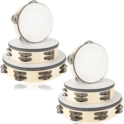 6 Pack Adult Wedding Tambourine Tambourine with Double Row Bell Hand Held Drum Percussion Musical Instrumen for Church Wedding Dance Party KTV