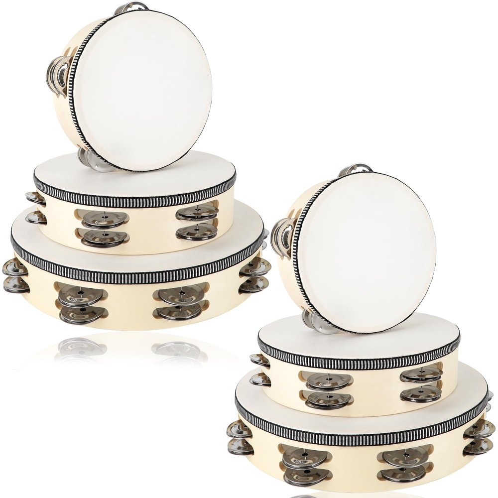 6 Pack Adult Wedding Tambourine Tambourine with Double Row Bell Hand Held Drum Percussion Musical Instrumen for Church Wedding Dance Party KTV