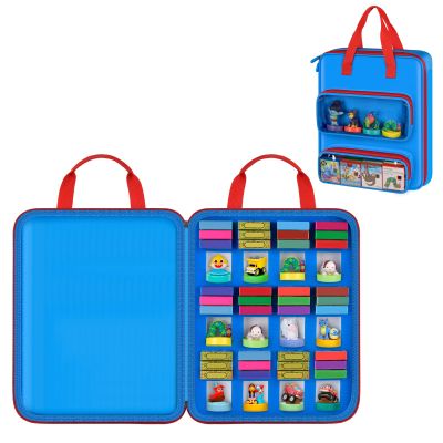 Travel Carrying Case Compatible with Little Tikes Story Dream Machine Books Starter Set, Portable Storage Bag with Transparent Pocket & Sponge Insert for 16 StoryBooks and CharactersCover Only- Blue