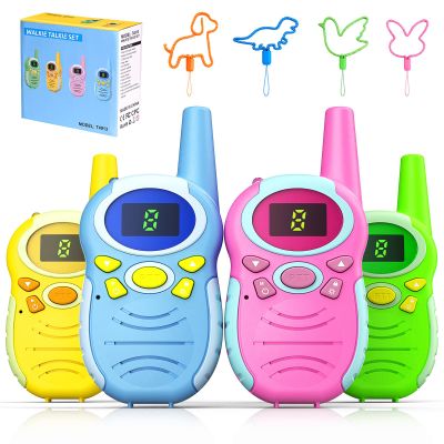 Walkie Talkies for Kids 4 Pack - Boys Girls Christmas Toys Birthday Gifts for Age 4-6 6-8 Year Old Kid Presents - Rechargeable Long Range 2 Way Radio Flashlight Outdoor Toy Camping Hiking