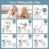 Foldable Kids Tricycle Homonova, 7 in 1 Portable Toddler Bike with Dual-Direction Rotating Seat Adjustable Pedals Removable Canopy Cup Holder and Safety Harness, for Children 18 to 60 Months (Blue) view 2
