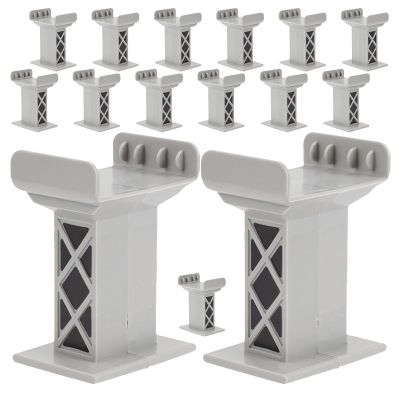BESPORTBLE 15pcs Plastic Railway Accessories: Train Bridge Pier Track Multi Levels Support Risers Replacement High Level Blocks for All Major Brands (Grey)