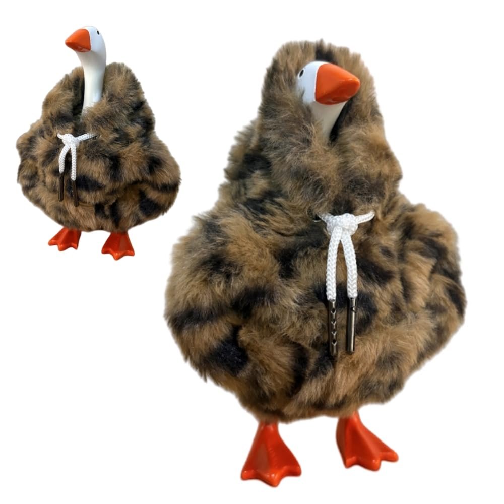 Porch Goose Outfits for 7 Inch Desk Goose Statue, Mini Goose Clothes, Duck Costume for Magnetic Goose Key Holder, Porch Duck Decor, Desk Pet, Fall Halloween Porch Goose Clothes (Furry Brown Sweater)