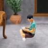 1/64 Scale Boy Figure Model Hand Painted Resin People Figurine for Micro Landscape Collections Desktop Ornament Green view 2