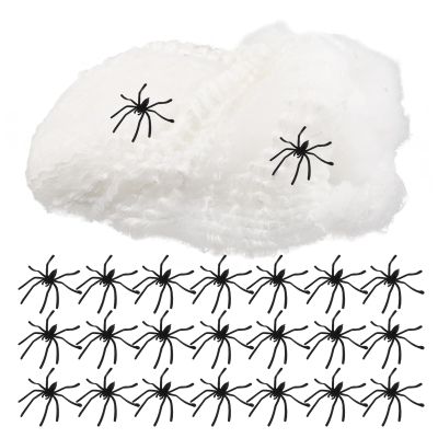Abaodam 1 Set Halloween Spider Web with Spiders - 700sqft Glow in The Dark Stretchy Cobweb with Small Realistic Plastic Insect for Halloween Haunted House Party Decorations