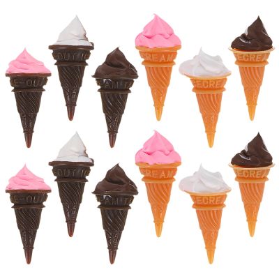 BESPORTBLE 12pcs Fake Ice Cream Cone: Mini Resin Ice Cream Charms for Dollhouse Food Decorations - Tiny Dessert Ornaments for Miniature Scene Accessories