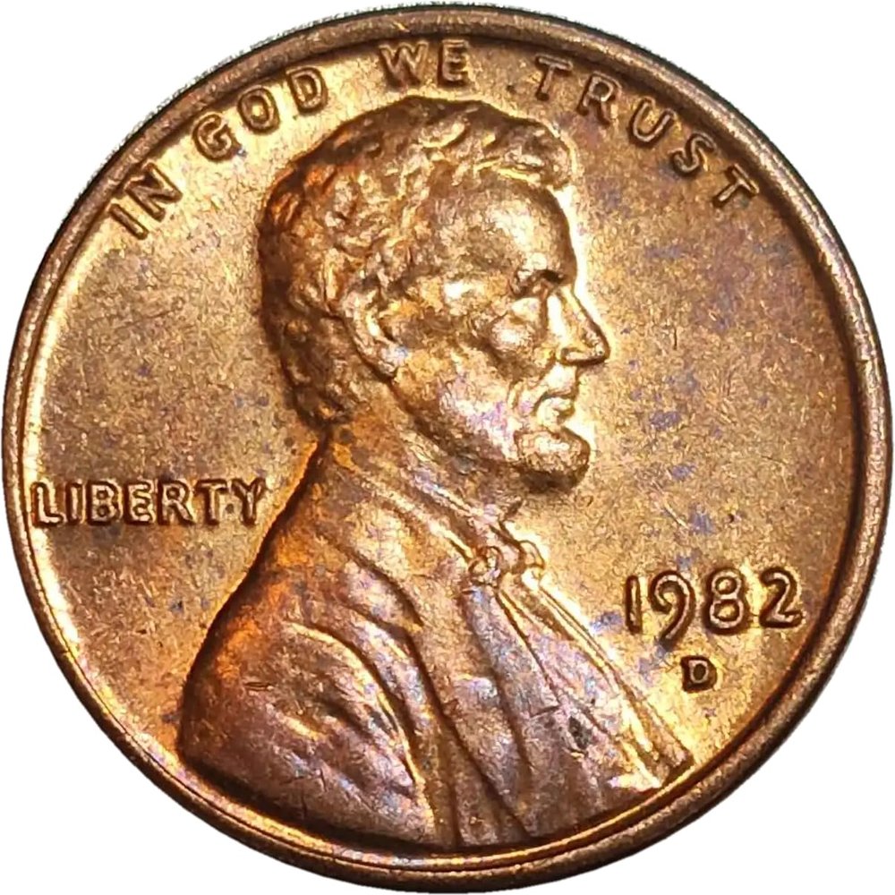 1982 D Lincoln Memorial Penny, US One Cent Coin