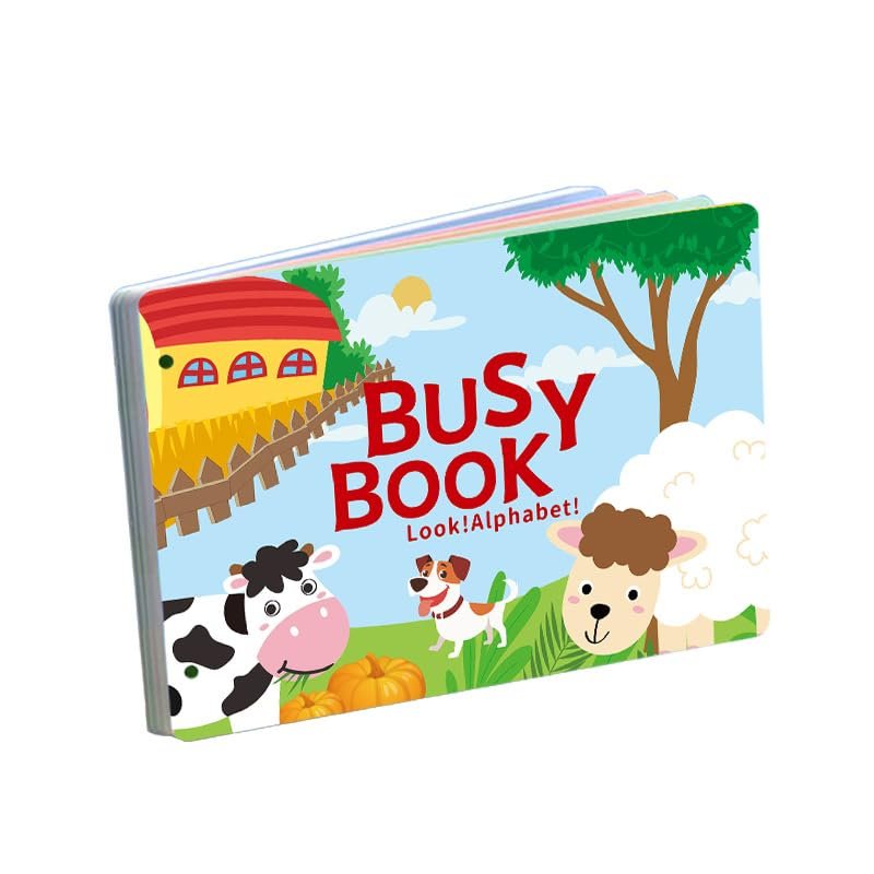 BrightM Montessori Busy Book (Farm Theme) Preschool Learning Activities for Ages 3+, Fine Motor Skills, Interactive Velcro Activity Book, Travel Toy for Kids