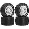 1/16 1/18 Monster Truck Wheel Rim Tires Set, OD: 75mm and 12mm Hex Compatible with 1/18 Scale RC Off-Road Monster Trucks ARRMA GRANITE GROM E-REVO Summit HPI WLtoys Volcano-16 R373/4PCS (White) view 1