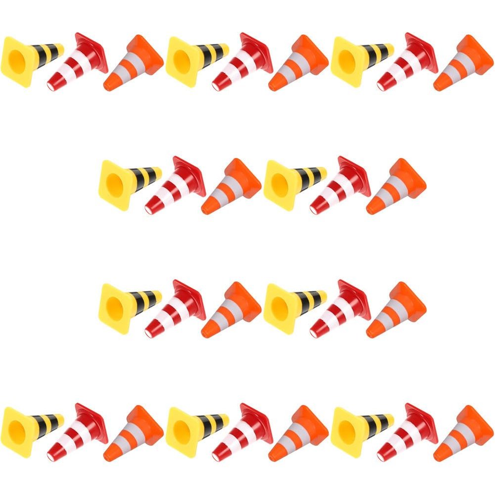 BESPORTBLE 30pcs Miniature Road Cone Mini Traffic Cones Plastic Sign Roadblock Sign Model Safety Barriers Photo Prop Educational for Kids
