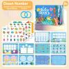 BrightM Montessori Busy Book Set (Dinosaur + Ocean)  Preschool Learning Activities for Ages 3+, Fine Motor Skills, Interactive Velcro Activity Kit, Travel Toy for Kids (2-in-1 Bundle) view 3