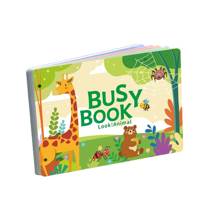 BrightM Montessori Busy Book (Animal Theme) Preschool Learning Activities for Ages 3+, Fine Motor Skills, Travel Activity Kit, Interactive Velcro Learning Toy