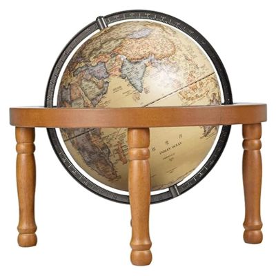 ATMRC World Globe Luminated World Globe with Four-Corner Wooden Stand Built in LED for Illuminated Night View Antique Globes for Home Office School Classroom(B)