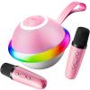 Mini Karaoke Machine for Kids with 2 Wireless Microphones, Portable Bluetooth Speaker Gift for Girls Toys 4, 5, 6, 7, 8, 9, 10, 12+ Years, LED Lights Chritmas Birthday Festival for Party, Home(Pink) view 1