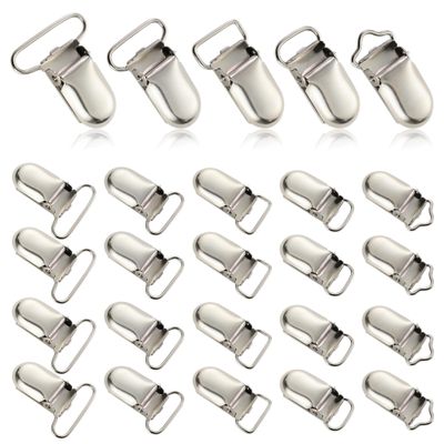 25 PCS Baby Girl Pacifier Metal Clip DIY Suspender Clips for Stroller Toy Straps Bibs Fasteners Supplies Garters Crafting Making Hardware Bulk (5-Styles, Silver)
