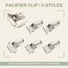 25 PCS Baby Girl Pacifier Metal Clip DIY Suspender Clips for Stroller Toy Straps Bibs Fasteners Supplies Garters Crafting Making Hardware Bulk (5-Styles, Silver) view 2
