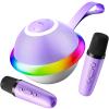 Mini Karaoke Machine for Kids with 2 Wireless Microphones, Portable Bluetooth Speaker Gift for Girls Toys 4, 5, 6, 7, 8, 9, 10, 12+ Years, LED Lights Chritmas Birthday Festival for Party, Home(Purple) view 1