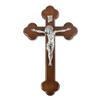 10" Latin Walnut Cross with Genuine Fine Pewter Corpus with Halo view 1