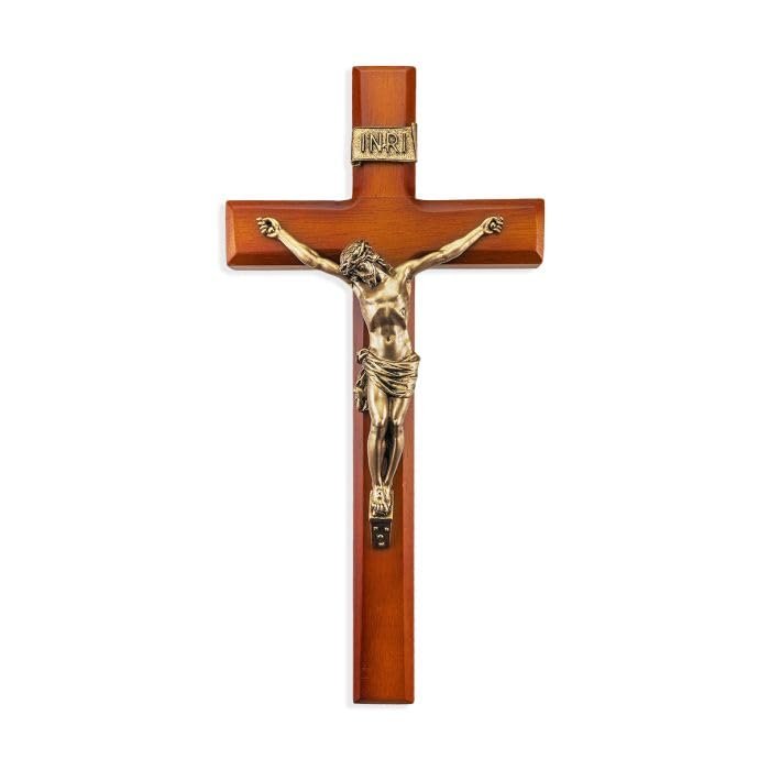 12" Two Tone Cross with Museum Gold Finish Corpus
