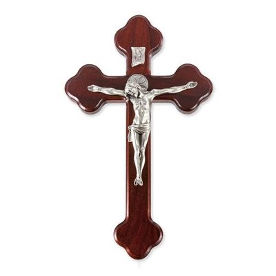 10" Latin Cherry Cross with Genuine Fine Pewter Corpus with Halo