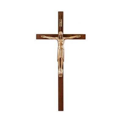 12" Walnut Cross with Museum Gold Finish Corpus