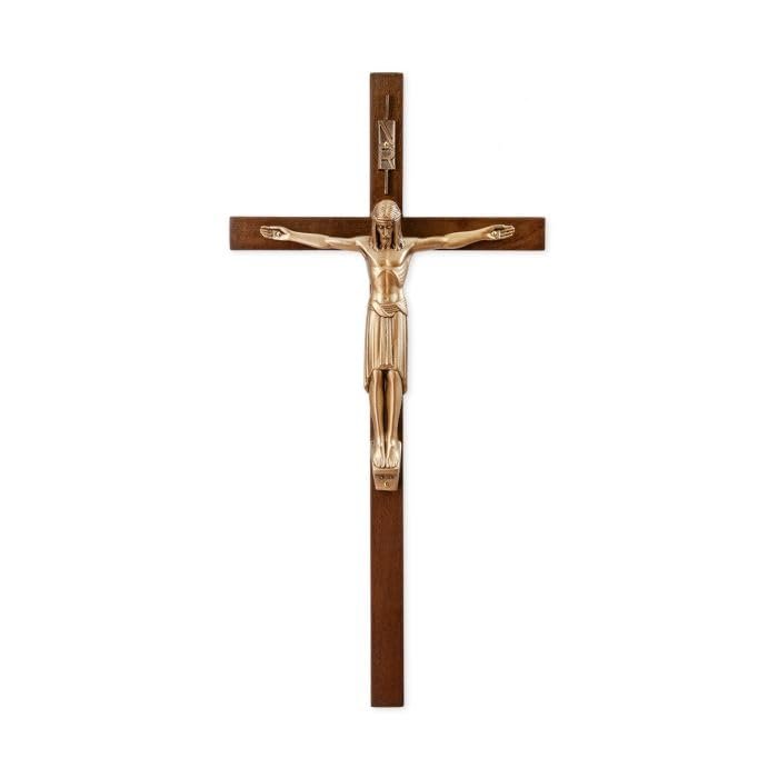 12" Walnut Cross with Museum Gold Finish Corpus