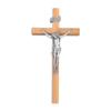 10" Oak Wood Cross with a Fine Pewter Corpus view 1
