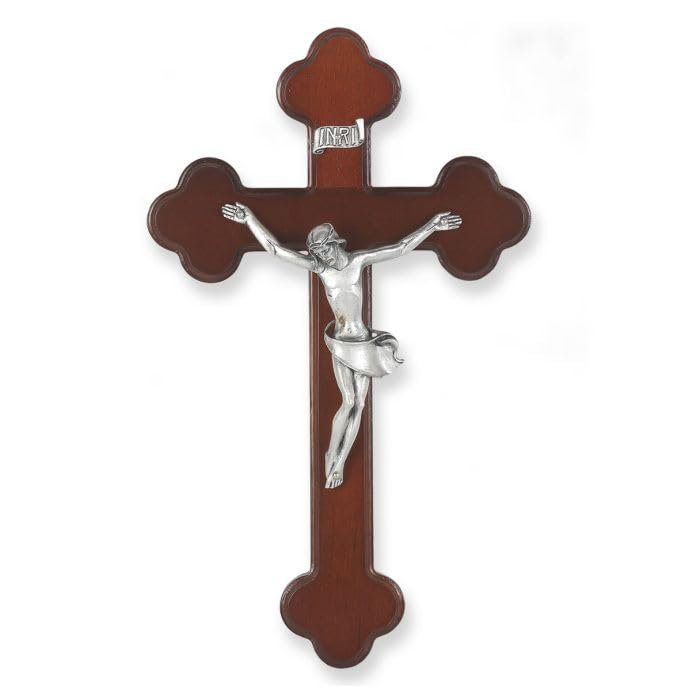 10" Walnut Cross w/an Italian Silver Finish Corpus