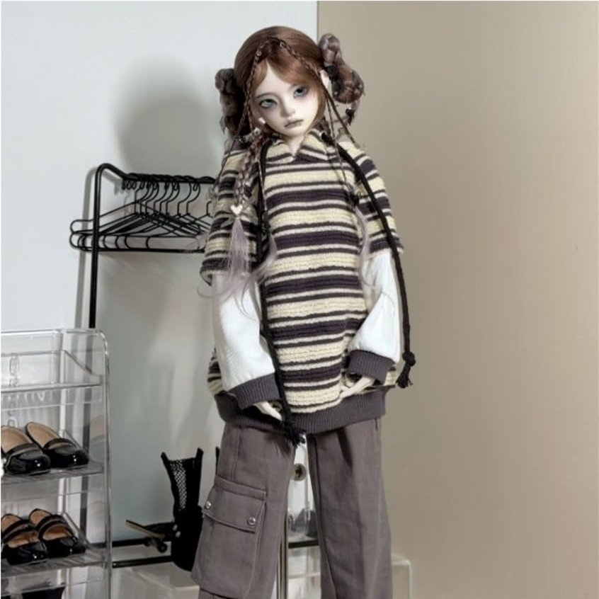 1/4 BJD Doll Clothes Accessories Hooded Sweatshirt for 45cm Dolls Clothing BJD Dolls(Beige)