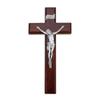 10" Dark Cherry Wood Cross with a Fine Pewter Corpus view 1