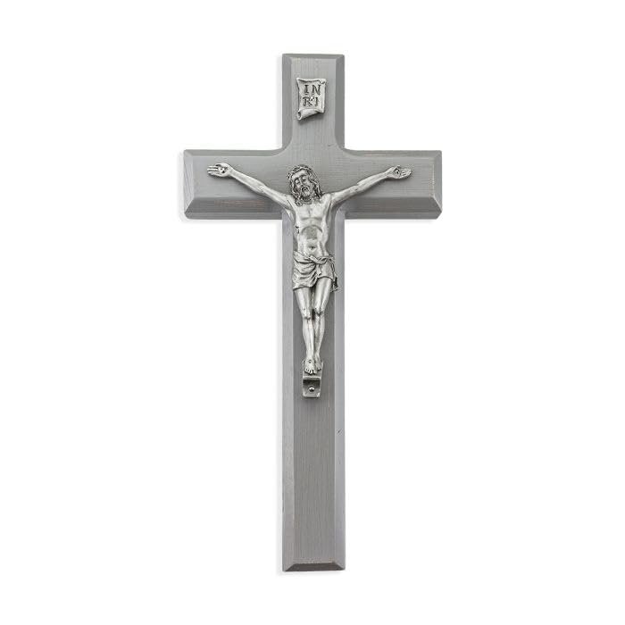 10" Grey Cross with Fine Pewter Corpus